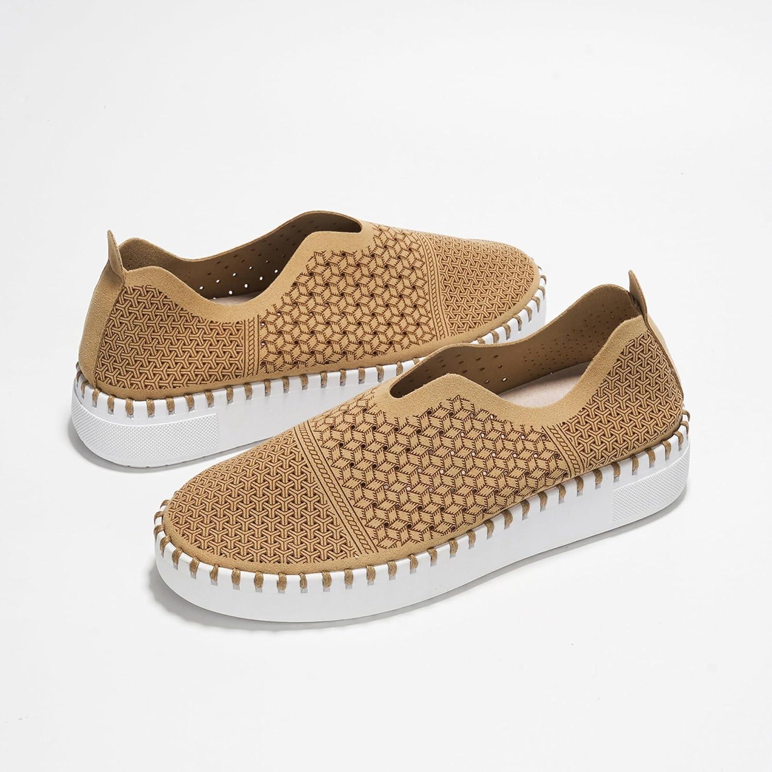 imageProject Cloud Platform Sneakers for Women  Leather Insole Loafers for Women with Memory Foam  Casual Slip On Womens Loafers with Flexible Outsole AsterNude