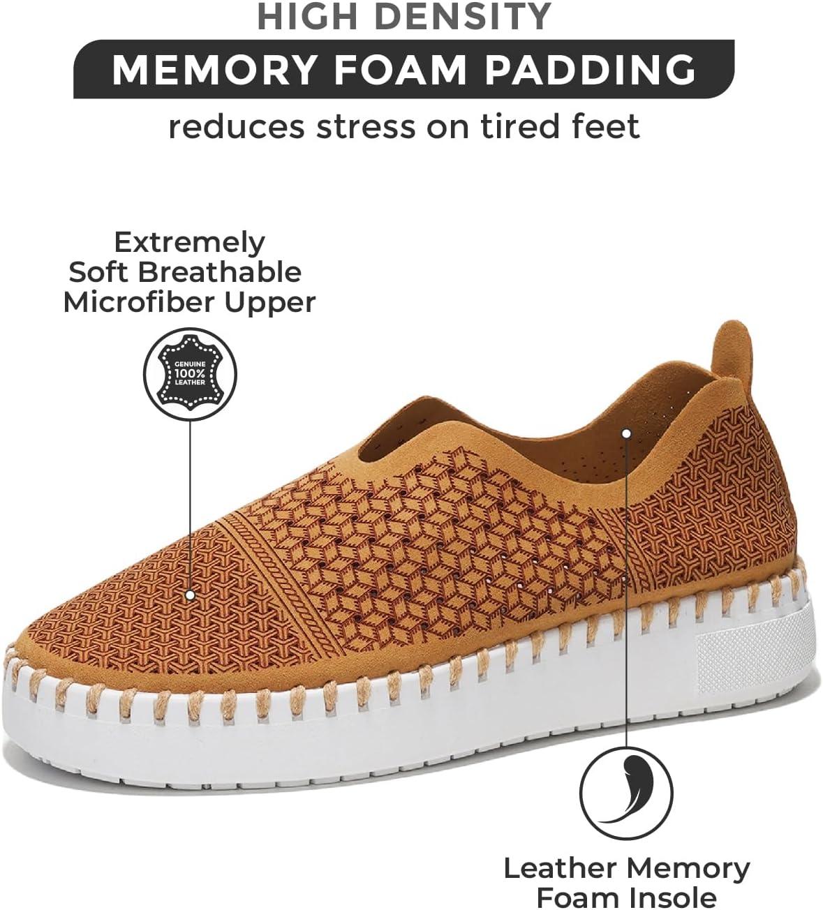 imageProject Cloud Platform Sneakers for Women  Leather Insole Loafers for Women with Memory Foam  Casual Slip On Womens Loafers with Flexible Outsole AsterChestnut