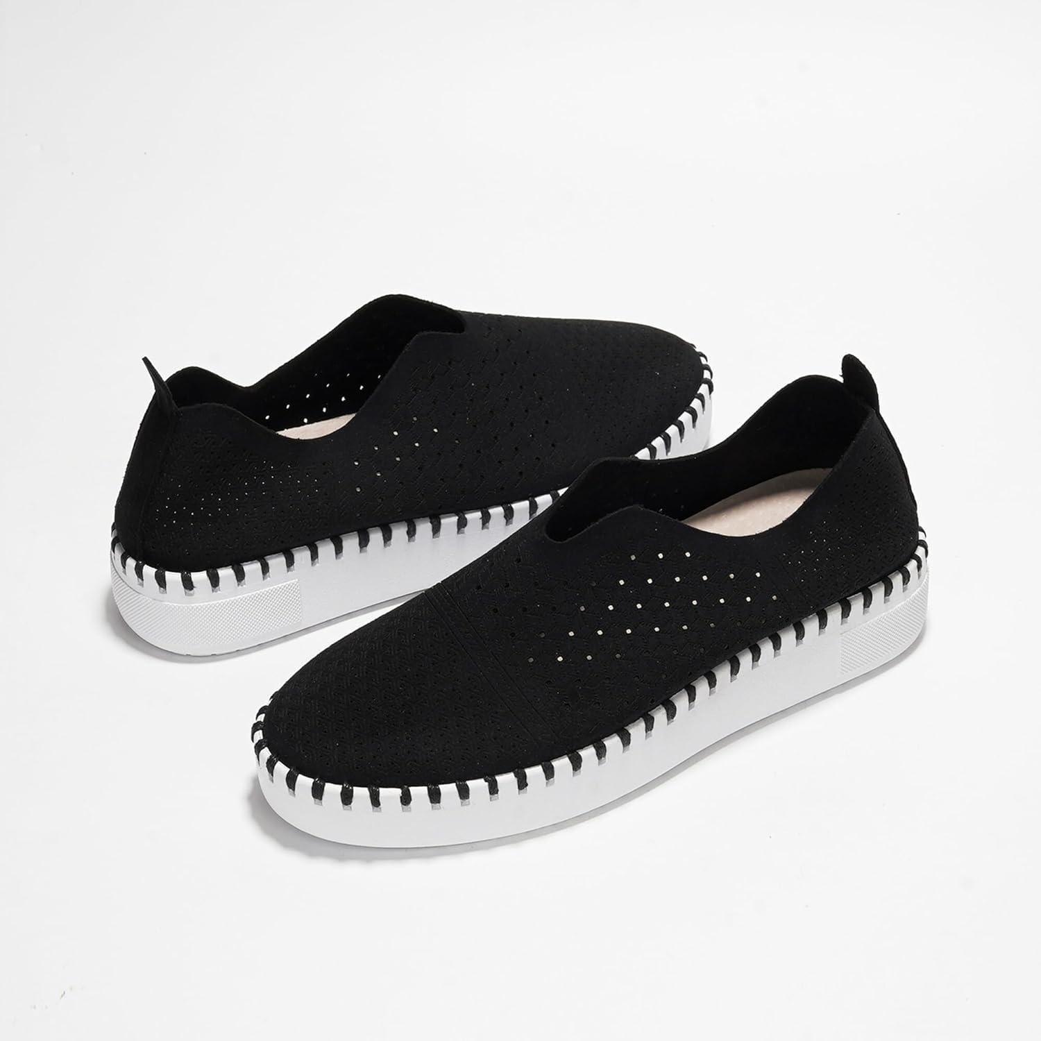 imageProject Cloud Platform Sneakers for Women  Leather Insole Loafers for Women with Memory Foam  Casual Slip On Womens Loafers with Flexible Outsole AsterBlack
