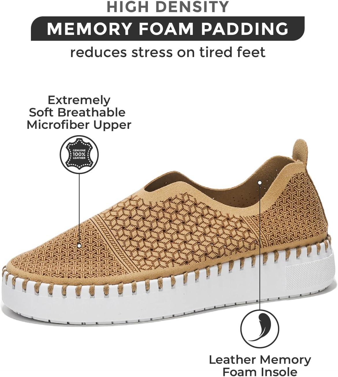 imageProject Cloud Platform Sneakers for Women  Leather Insole Loafers for Women with Memory Foam  Casual Slip On Womens Loafers with Flexible Outsole AsterNude