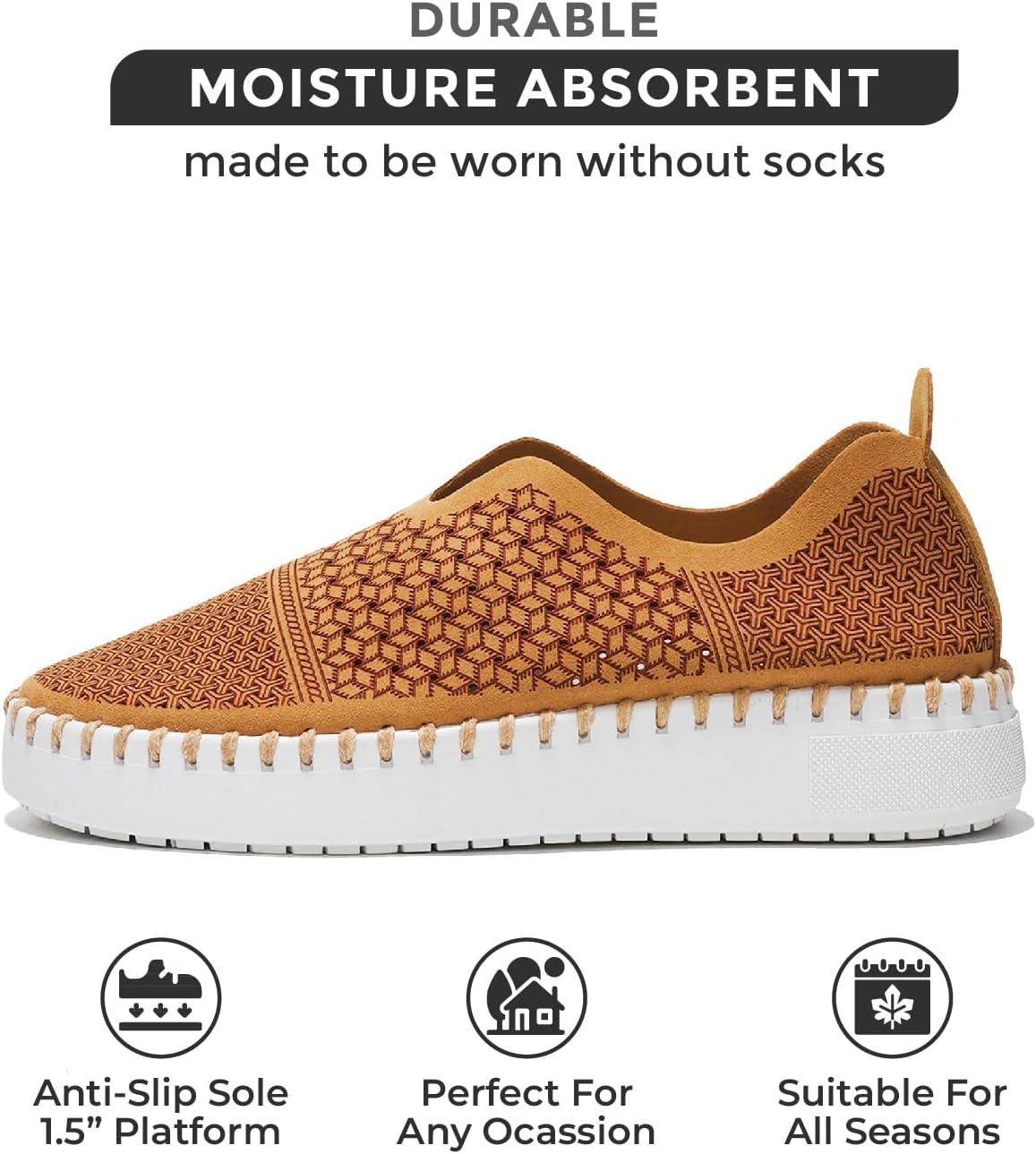 imageProject Cloud Platform Sneakers for Women  Leather Insole Loafers for Women with Memory Foam  Casual Slip On Womens Loafers with Flexible Outsole AsterChestnut