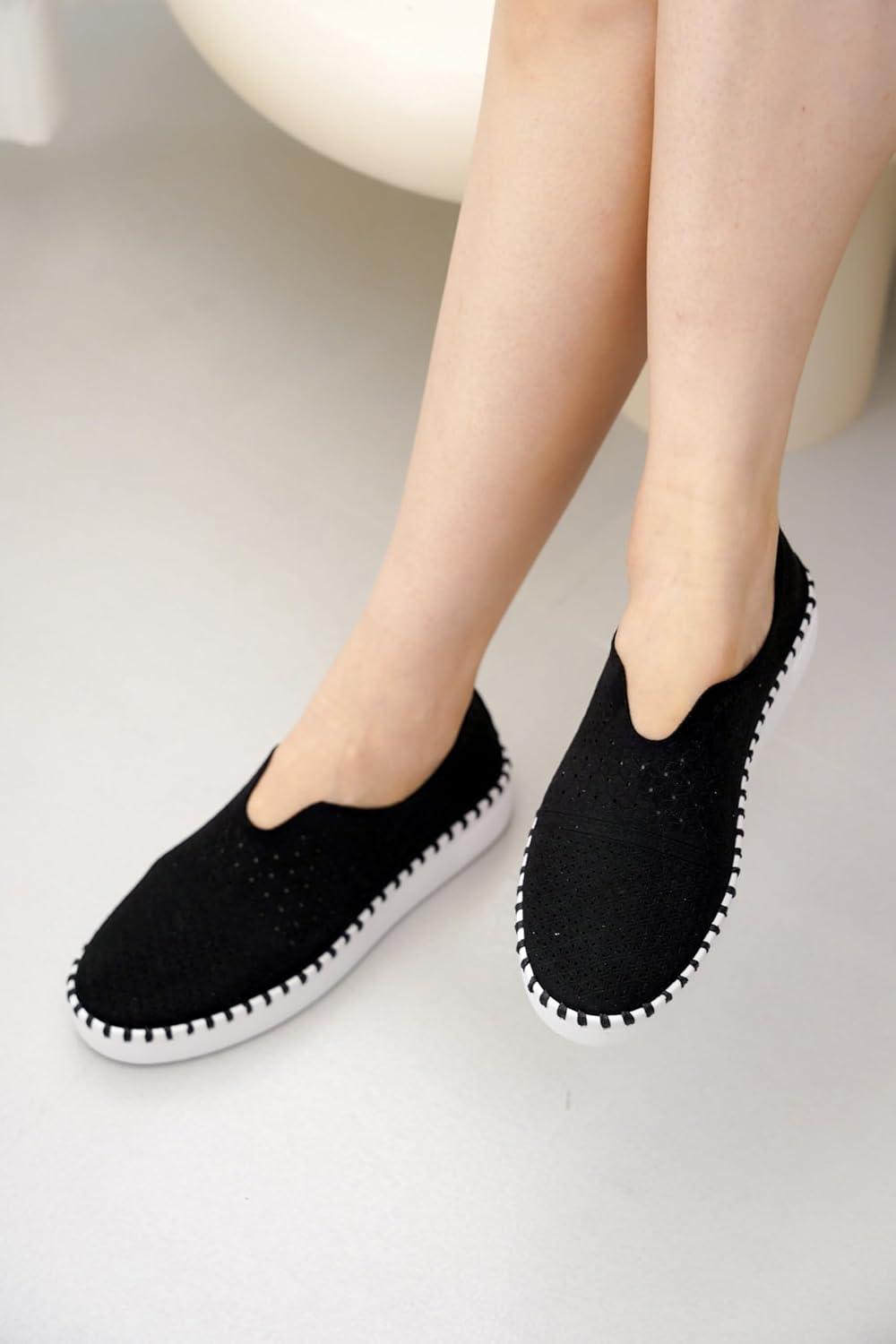 imageProject Cloud Platform Sneakers for Women  Leather Insole Loafers for Women with Memory Foam  Casual Slip On Womens Loafers with Flexible Outsole AsterBlack