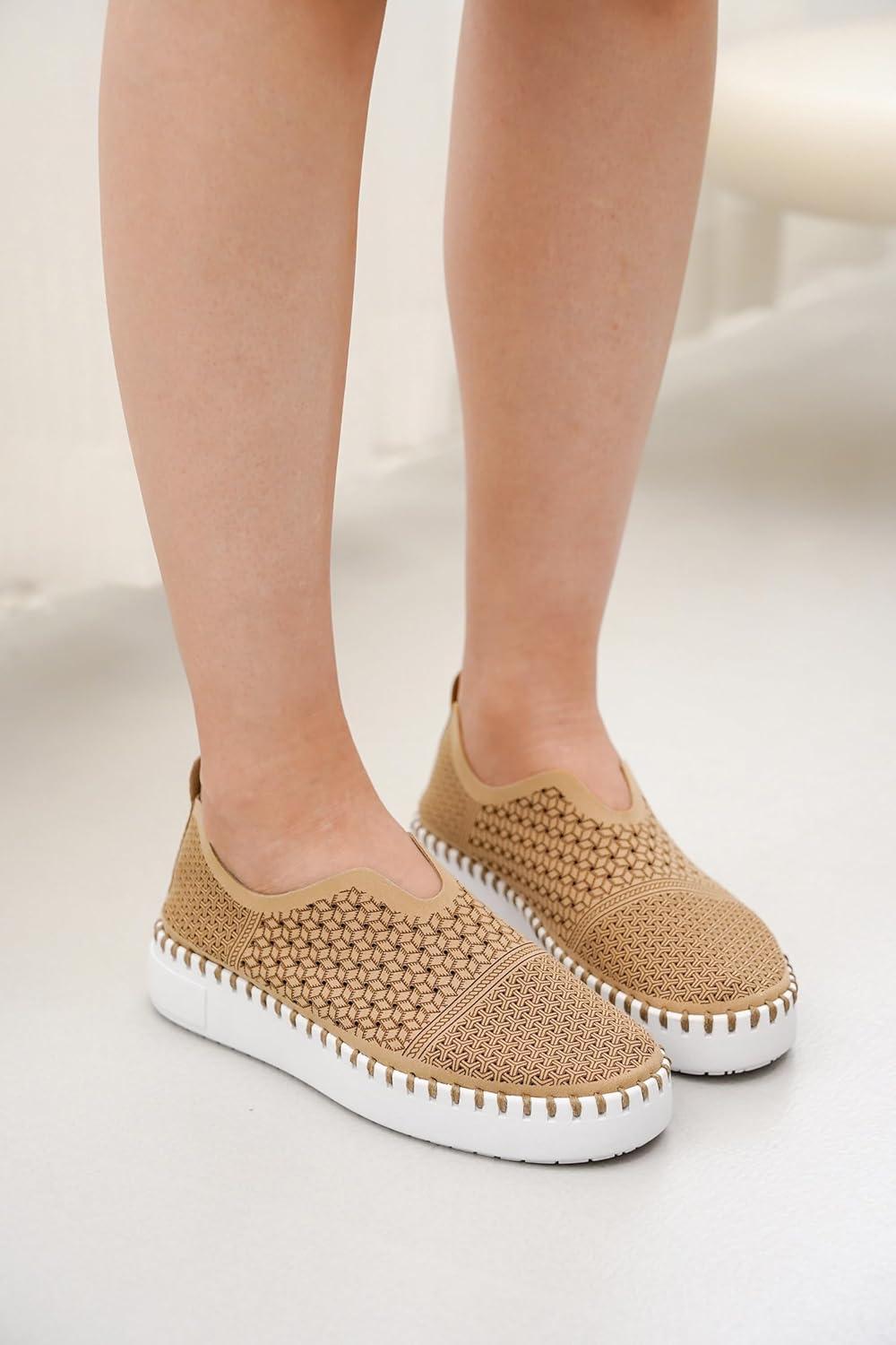 imageProject Cloud Platform Sneakers for Women  Leather Insole Loafers for Women with Memory Foam  Casual Slip On Womens Loafers with Flexible Outsole AsterNude