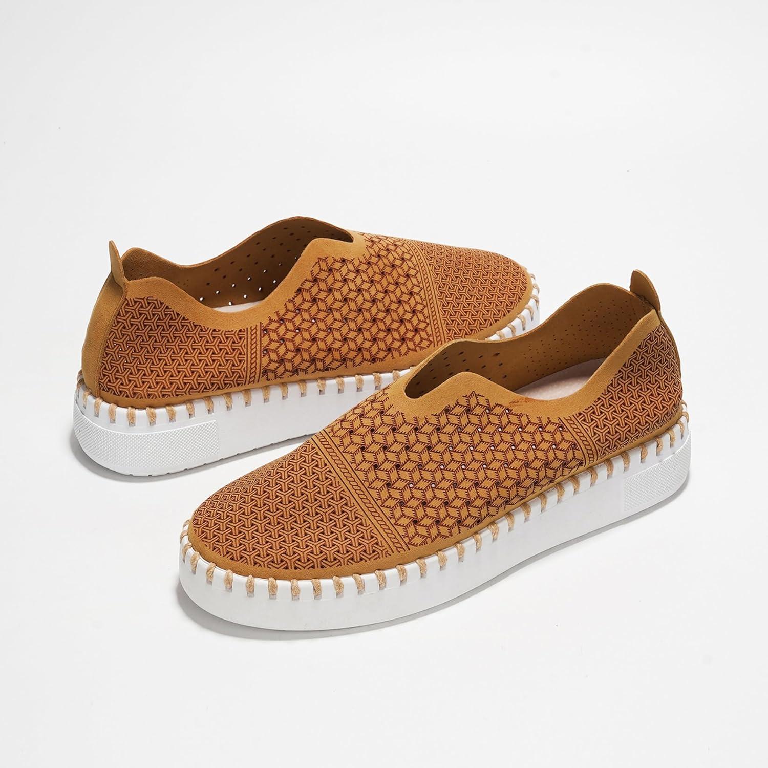 imageProject Cloud Platform Sneakers for Women  Leather Insole Loafers for Women with Memory Foam  Casual Slip On Womens Loafers with Flexible Outsole AsterChestnut