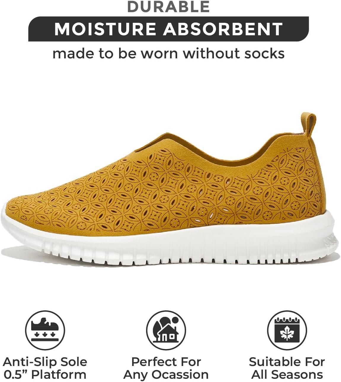 imageProject Cloud Platform Sneakers for Women Footwear  Memory Foam Comfortable Loafers for Women Shoes  Lightweight and NonSlip Shoes Slip on Sneakers OrchidYellow