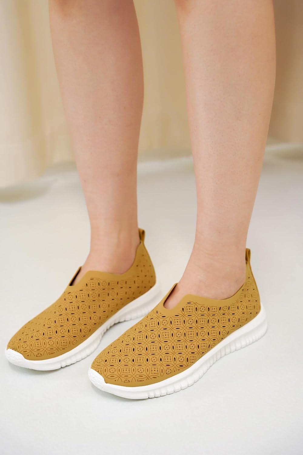 imageProject Cloud Platform Sneakers for Women Footwear  Memory Foam Comfortable Loafers for Women Shoes  Lightweight and NonSlip Shoes Slip on Sneakers OrchidYellow