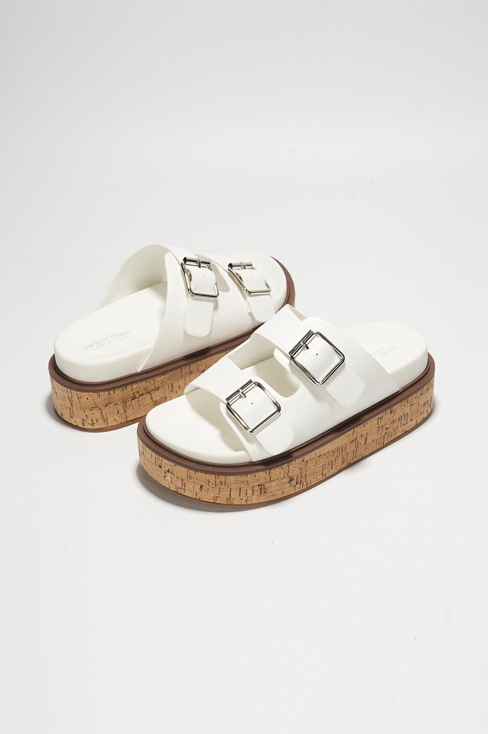 imageProject Cloud Platform Womens Sandals  Summer Womens Sandals with Memory Foam Insole Wedges  Stylish and Comfortable Women Footwear  Lightweight Women Wedges BrisbaneWhite