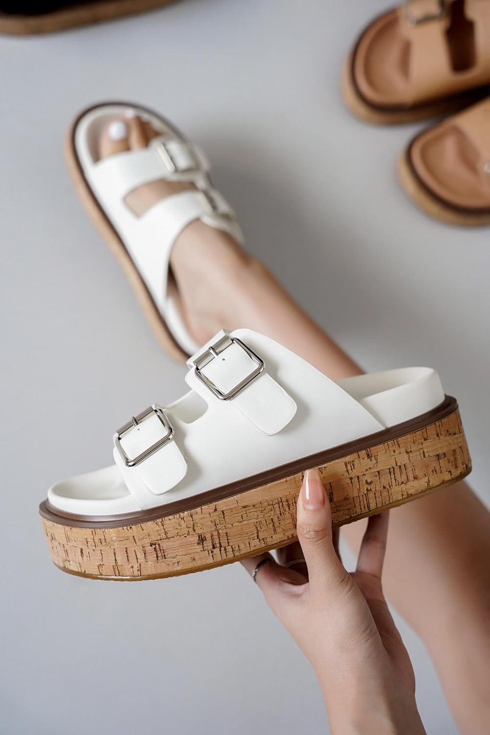 imageProject Cloud Platform Womens Sandals  Summer Womens Sandals with Memory Foam Insole Wedges  Stylish and Comfortable Women Footwear  Lightweight Women Wedges BrisbaneWhite