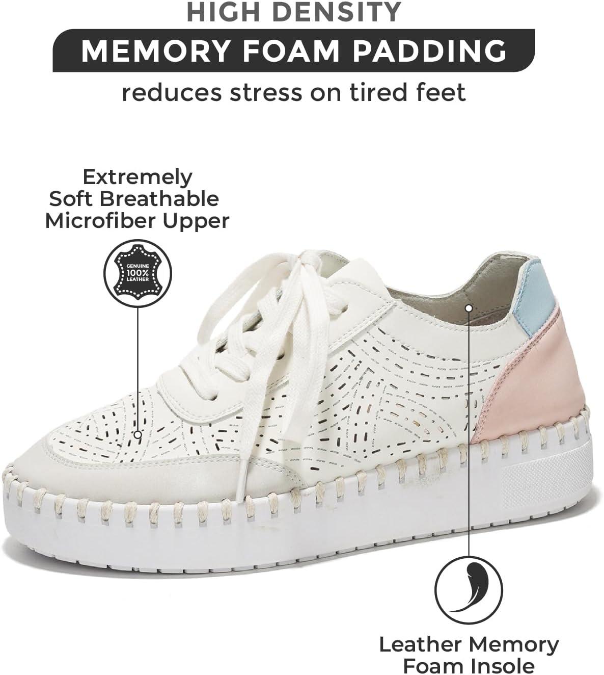 imageProject Cloud Shoes for Women with Leather Insole  Platform Sneakers for Women ampamp Womens Loafers with Memory Foam Flexible Womens Shoes Machine Wash ampamp Sockless Wear AzaleaWhite