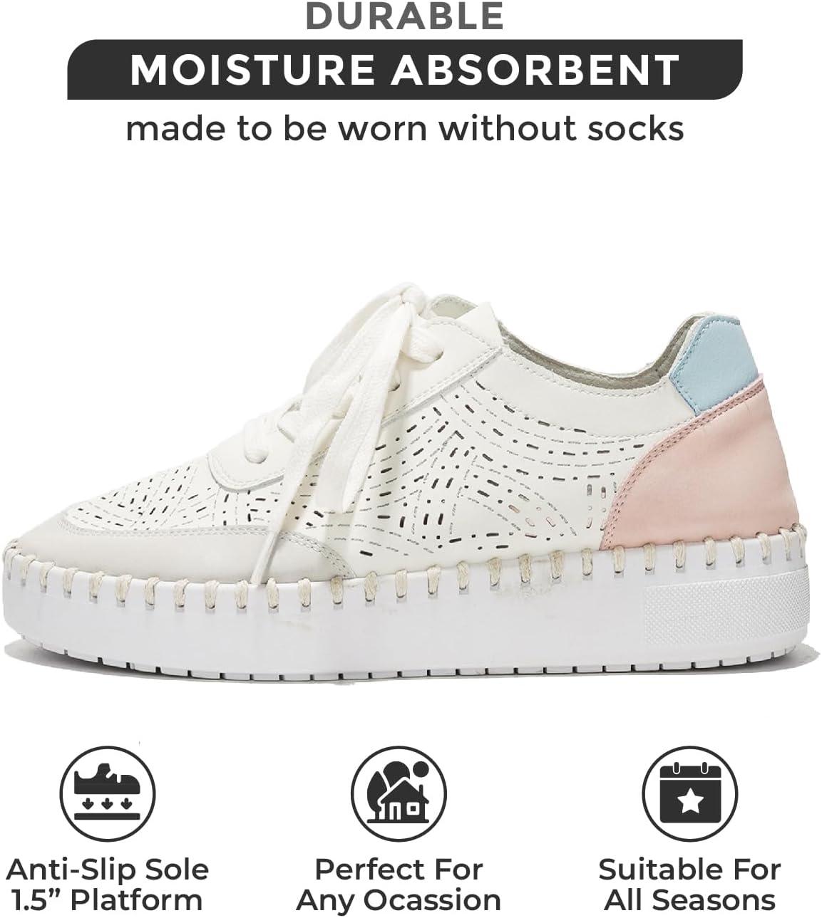 imageProject Cloud Shoes for Women with Leather Insole  Platform Sneakers for Women ampamp Womens Loafers with Memory Foam Flexible Womens Shoes Machine Wash ampamp Sockless Wear AzaleaWhite