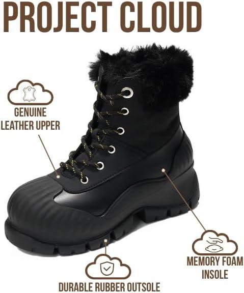 imageProject Cloud Snow Boots for Women Waterproof Genuine Leather 25quot Platform Wedge Boots  Memory Foam Fur Boots Winters Boots for Women NonSlip Rain Boots Womens Snow Boots LydiaBlack