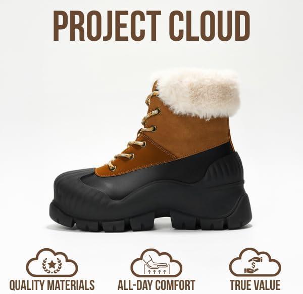 imageProject Cloud Snow Boots for Women Waterproof Genuine Leather 25quot Platform Wedge Boots  Memory Foam Fur Boots Winters Boots for Women NonSlip Rain Boots Womens Snow Boots LydiaBrown