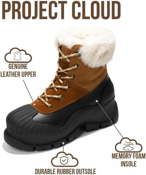 imageProject Cloud Snow Boots for Women Waterproof Genuine Leather 25quot Platform Wedge Boots  Memory Foam Fur Boots Winters Boots for Women NonSlip Rain Boots Womens Snow Boots LydiaBrown