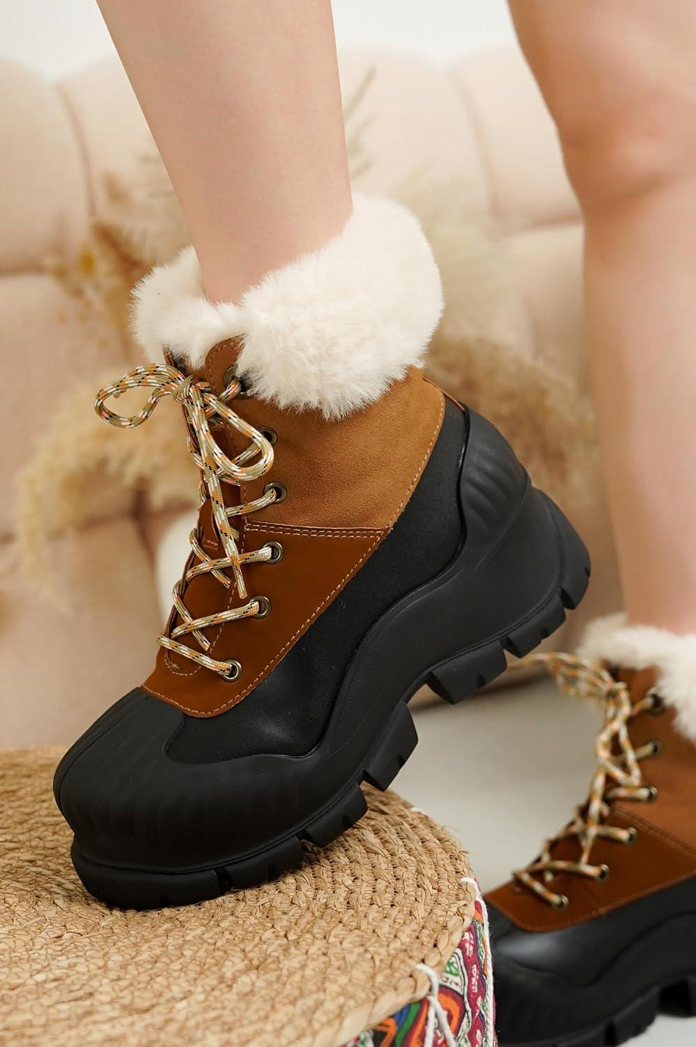 imageProject Cloud Snow Boots for Women Waterproof Genuine Leather 25quot Platform Wedge Boots  Memory Foam Fur Boots Winters Boots for Women NonSlip Rain Boots Womens Snow Boots LydiaBrown