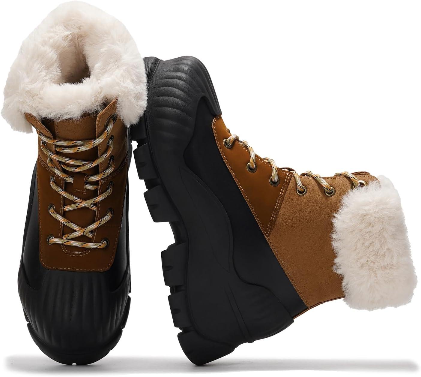 imageProject Cloud Snow Boots for Women Waterproof Genuine Leather 25quot Platform Wedge Boots  Memory Foam Fur Boots Winters Boots for Women NonSlip Rain Boots Womens Snow Boots LydiaBrown