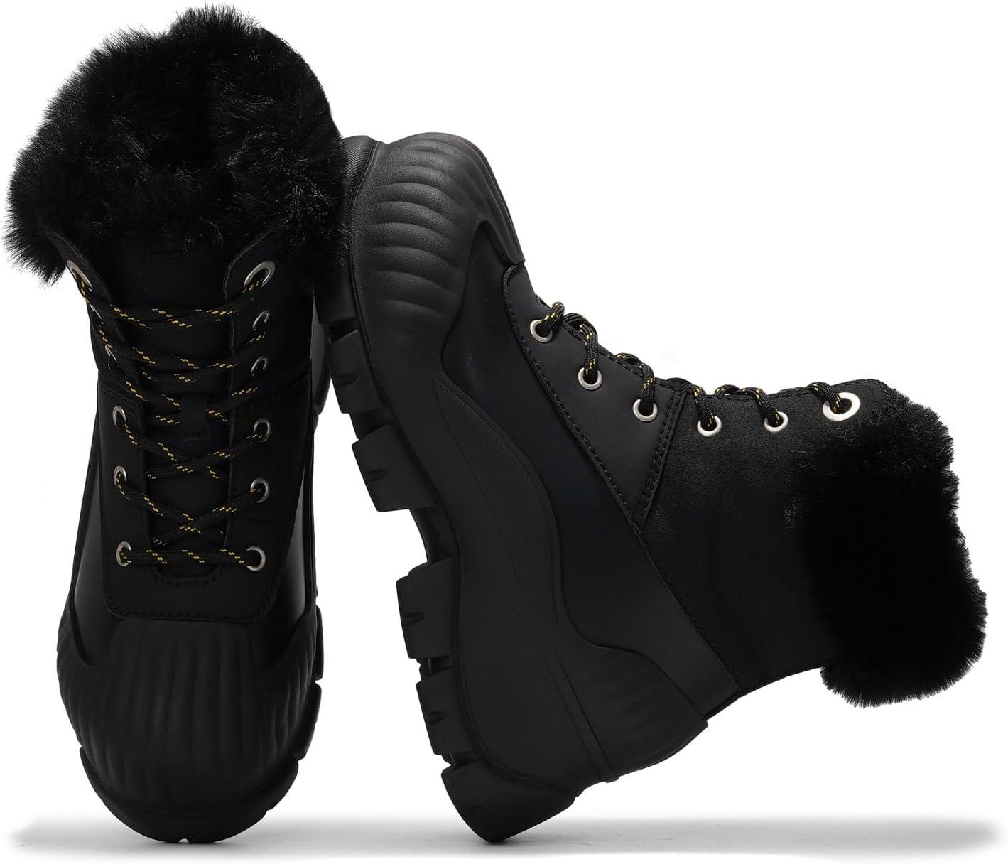 imageProject Cloud Snow Boots for Women Waterproof Genuine Leather 25quot Platform Wedge Boots  Memory Foam Fur Boots Winters Boots for Women NonSlip Rain Boots Womens Snow Boots LydiaBlack