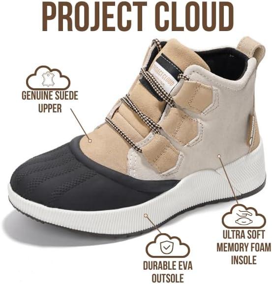 imageProject Cloud Waterproof Snow Boots for Women  Memory Foam Insole NonSlip Womens Snow Boots ampamp Winter Shoes with Shoe Lace  Lightweight Indoor Outdoor ShoesBeigesport Upper