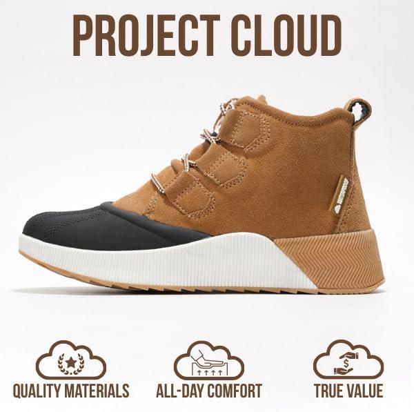 imageProject Cloud Waterproof Snow Boots for Women  Memory Foam Insole NonSlip Womens Snow Boots ampamp Winter Shoes with Shoe Lace  Lightweight Indoor Outdoor ShoesCamelsport Upper