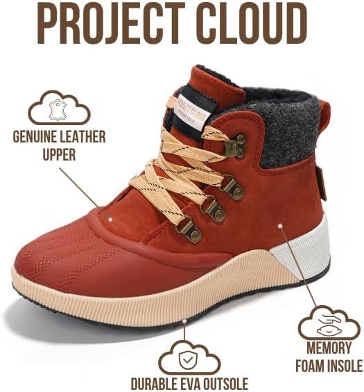 imageProject Cloud Waterproof Snow Boots for Women  Memory Foam Insole NonSlip Womens Snow Boots ampamp Winter Shoes with Shoe Lace  Lightweight Indoor Outdoor ShoesMaroonhiker Upper