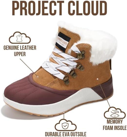 imageProject Cloud Waterproof Snow Boots for Women  Memory Foam Insole NonSlip Womens Snow Boots ampamp Winter Shoes with Shoe Lace  Lightweight Indoor Outdoor ShoesCamelhiker Upper