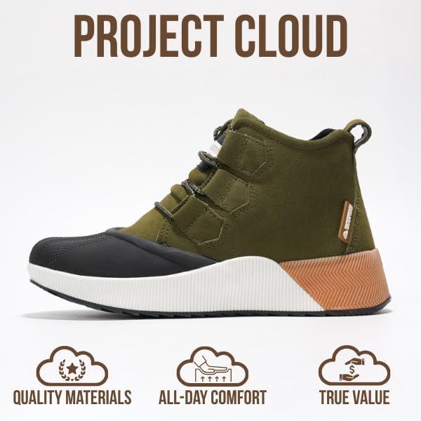 imageProject Cloud Waterproof Snow Boots for Women  Memory Foam Insole NonSlip Womens Snow Boots ampamp Winter Shoes with Shoe Lace  Lightweight Indoor Outdoor ShoesOlivesport Upper