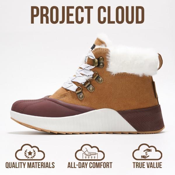 imageProject Cloud Waterproof Snow Boots for Women  Memory Foam Insole NonSlip Womens Snow Boots ampamp Winter Shoes with Shoe Lace  Lightweight Indoor Outdoor ShoesCamelhiker Upper