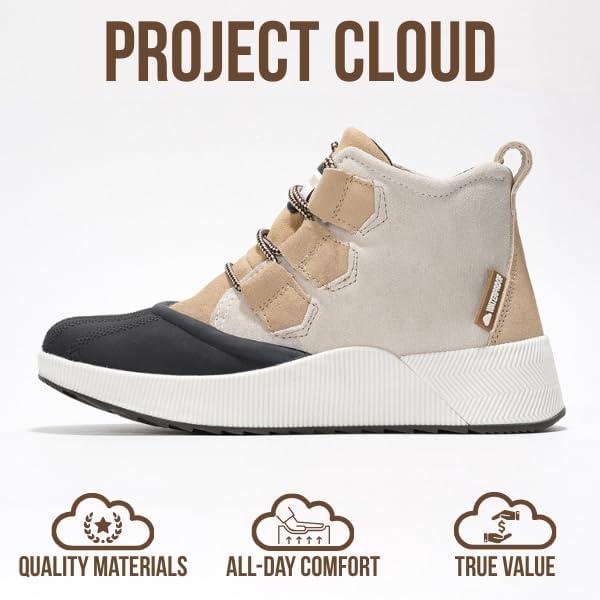 imageProject Cloud Waterproof Snow Boots for Women  Memory Foam Insole NonSlip Womens Snow Boots ampamp Winter Shoes with Shoe Lace  Lightweight Indoor Outdoor ShoesBeigesport Upper