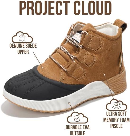 imageProject Cloud Waterproof Snow Boots for Women  Memory Foam Insole NonSlip Womens Snow Boots ampamp Winter Shoes with Shoe Lace  Lightweight Indoor Outdoor ShoesCamelsport Upper