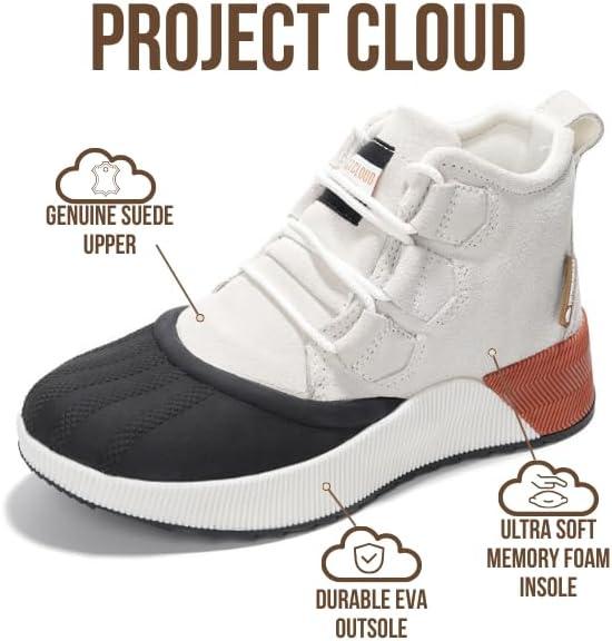 imageProject Cloud Waterproof Snow Boots for Women  Memory Foam Insole NonSlip Womens Snow Boots ampamp Winter Shoes with Shoe Lace  Lightweight Indoor Outdoor ShoesCreamsport Upper