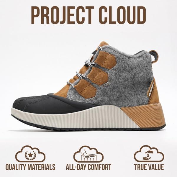 imageProject Cloud Waterproof Snow Boots for Women  Memory Foam Insole NonSlip Womens Snow Boots ampamp Winter Shoes with Shoe Lace  Lightweight Indoor Outdoor ShoesGreysport Upper