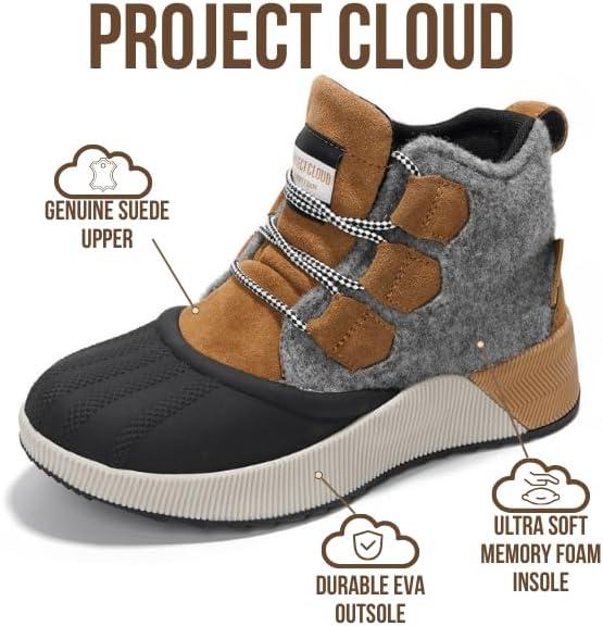 imageProject Cloud Waterproof Snow Boots for Women  Memory Foam Insole NonSlip Womens Snow Boots ampamp Winter Shoes with Shoe Lace  Lightweight Indoor Outdoor ShoesGreysport Upper