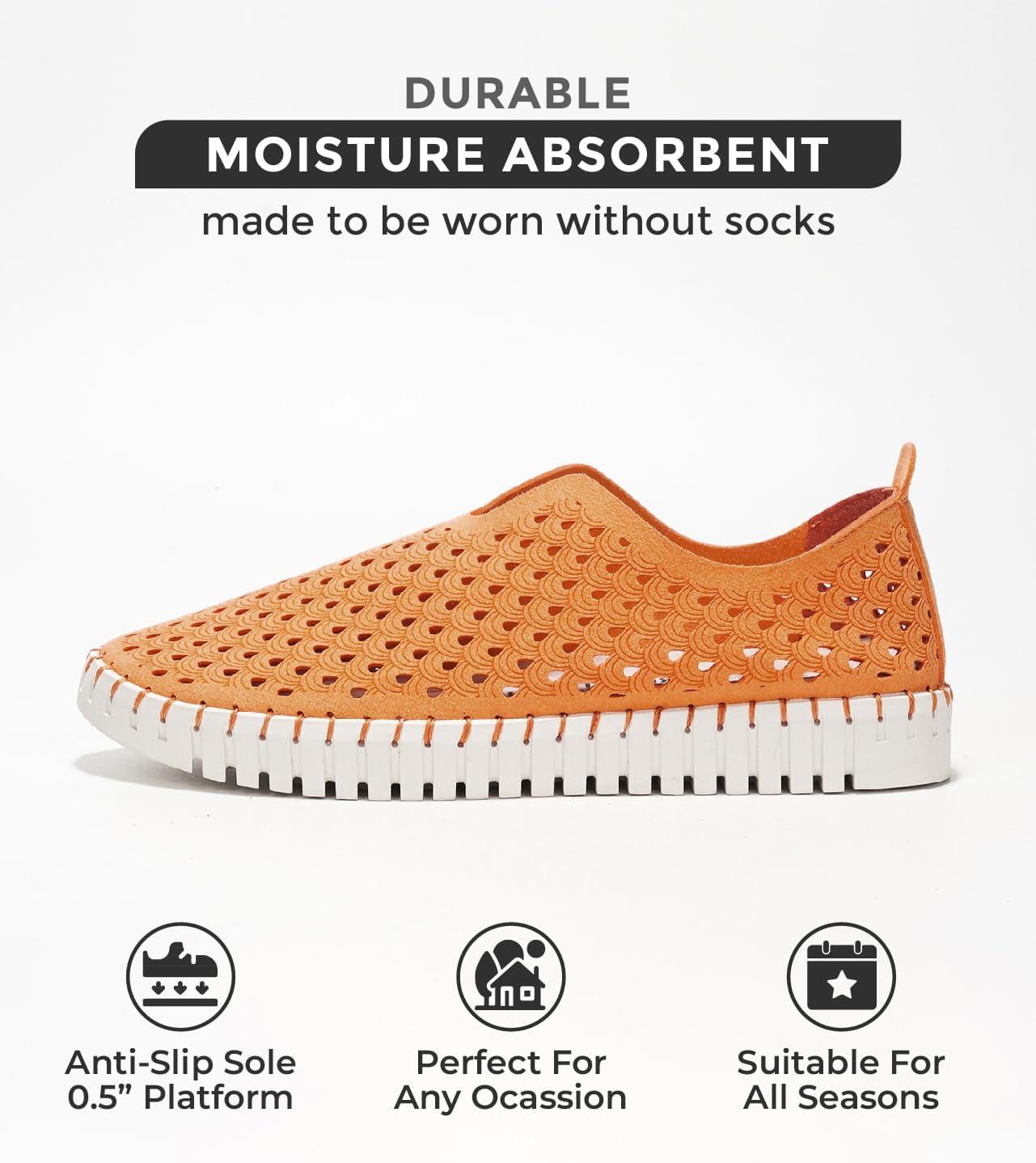 imageProject Cloud Womens Shoes  Lightweight Summer Loafers for Women with Memory Foam Insole  Stylish ampamp Comfortable Womens Loafers  Perfect Summer Shoes for Women 2025 LilyOrange