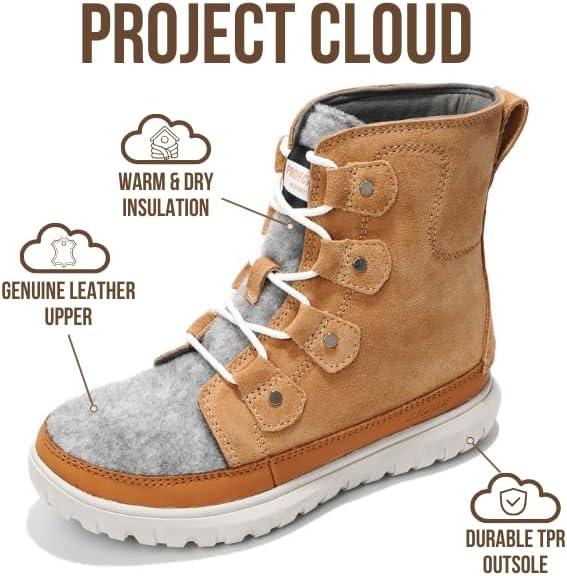 imageProject Cloud Womens Snow Boots  Genuine Suede Waterproof Memory Foam Insole and NonSlip Winter Snow Boots For Women Footwear  Outdoor Shoes LeonoraCamel