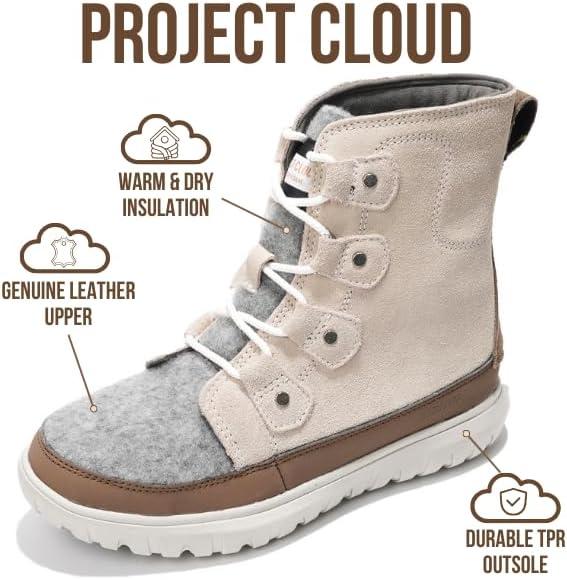imageProject Cloud Womens Snow Boots  Genuine Suede Waterproof Memory Foam Insole and NonSlip Winter Snow Boots For Women Footwear  Outdoor Shoes LeonoraGrey