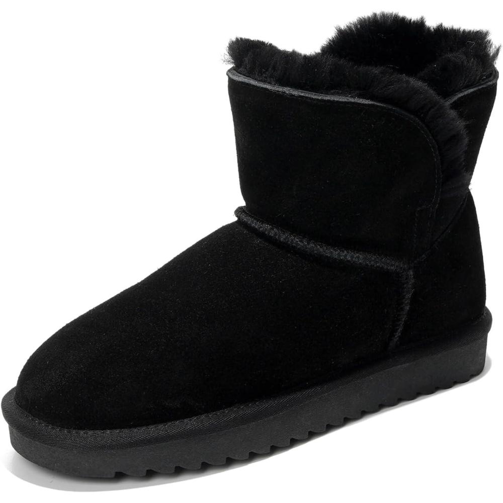 imageProject Cloud 100 Genuine Suede Boots for Women  Fur Lined Ankle Womens Boots  Comfortable Booties for Women with Memory Foam  Perfect Fur Snow Womens Booties 2025 TimmyBlack