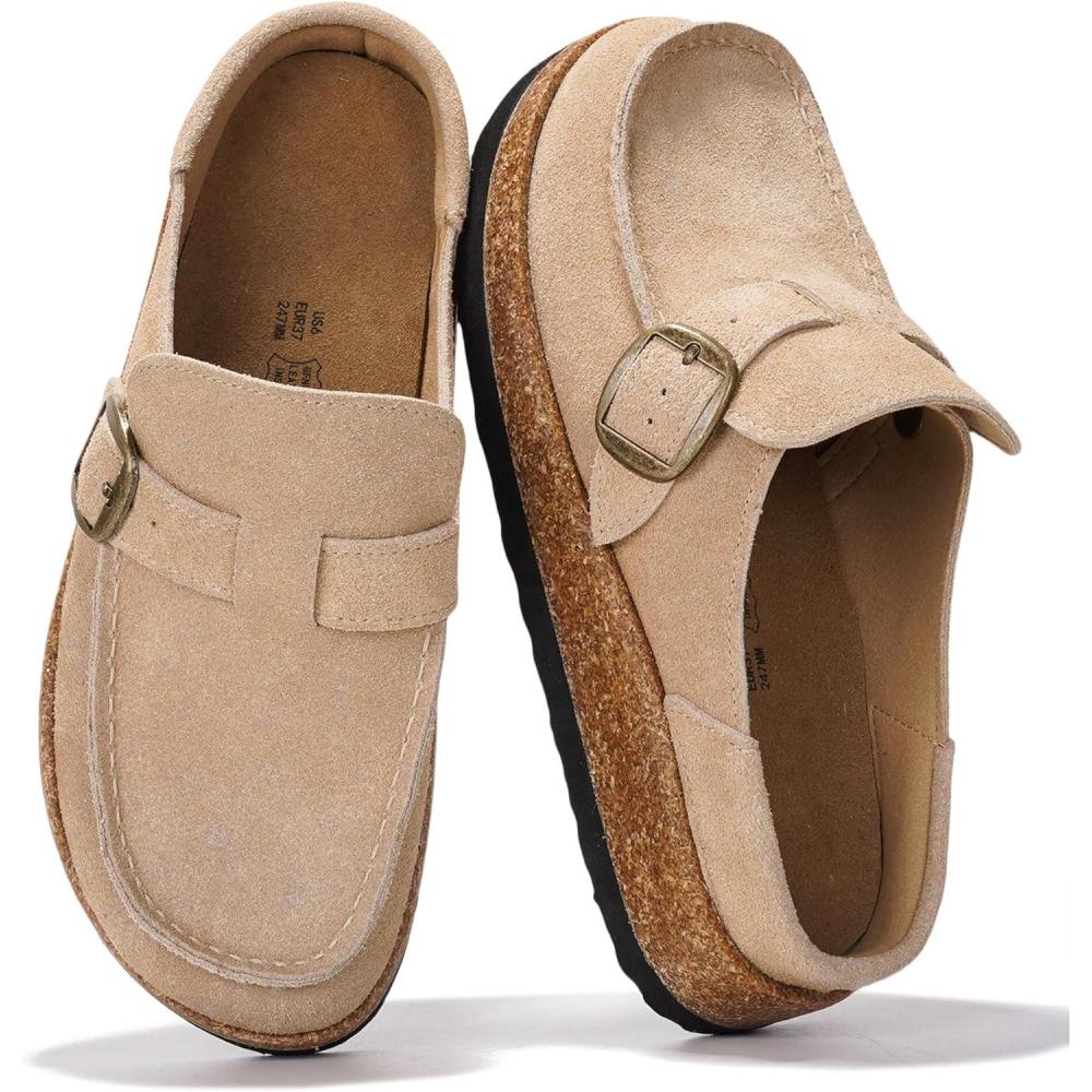 imageProject Cloud Genuine Leather MoccasinStyle Clogs for Women  Memory Foam and Water Resistant Mules Slipon  NonSlip and Durable Clogs Casual Shoes for Women Footwear CarlineSand Suede