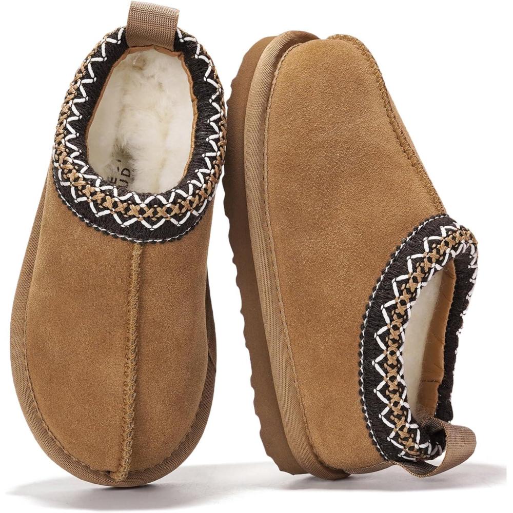 imageProject Cloud Genuine Leather ampamp Australian Shearling Slippers for Kids  Memory Foam Fuzzy ampamp NonSlip Fluffy Slippers Girls Footwear ampamp Boys Footwear Kids Unisex Shoe Dream WarmChestnut