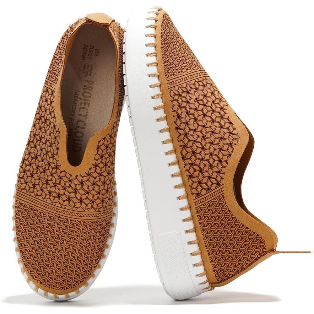 imageProject Cloud Platform Sneakers for Women  Leather Insole Loafers for Women with Memory Foam  Casual Slip On Womens Loafers with Flexible Outsole AsterChestnut