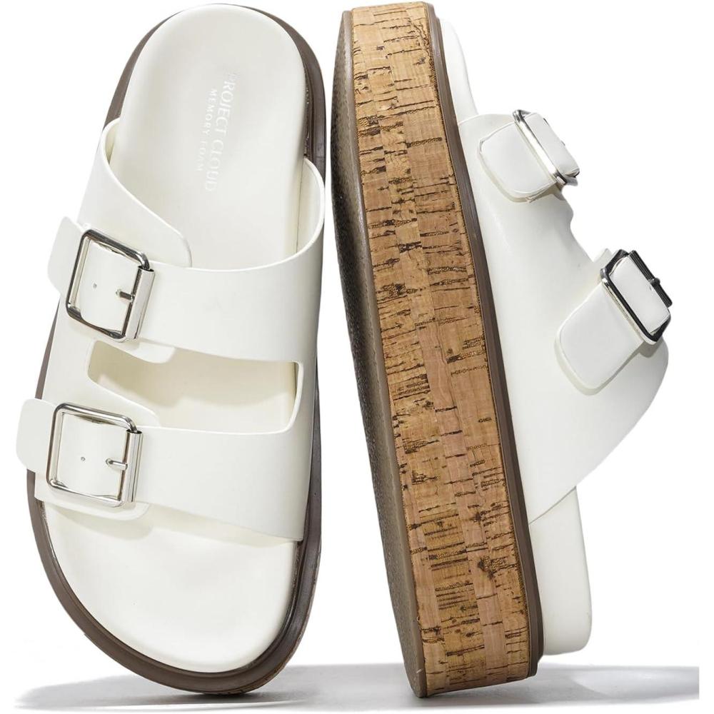 imageProject Cloud Platform Womens Sandals  Summer Womens Sandals with Memory Foam Insole Wedges  Stylish and Comfortable Women Footwear  Lightweight Women Wedges BrisbaneWhite