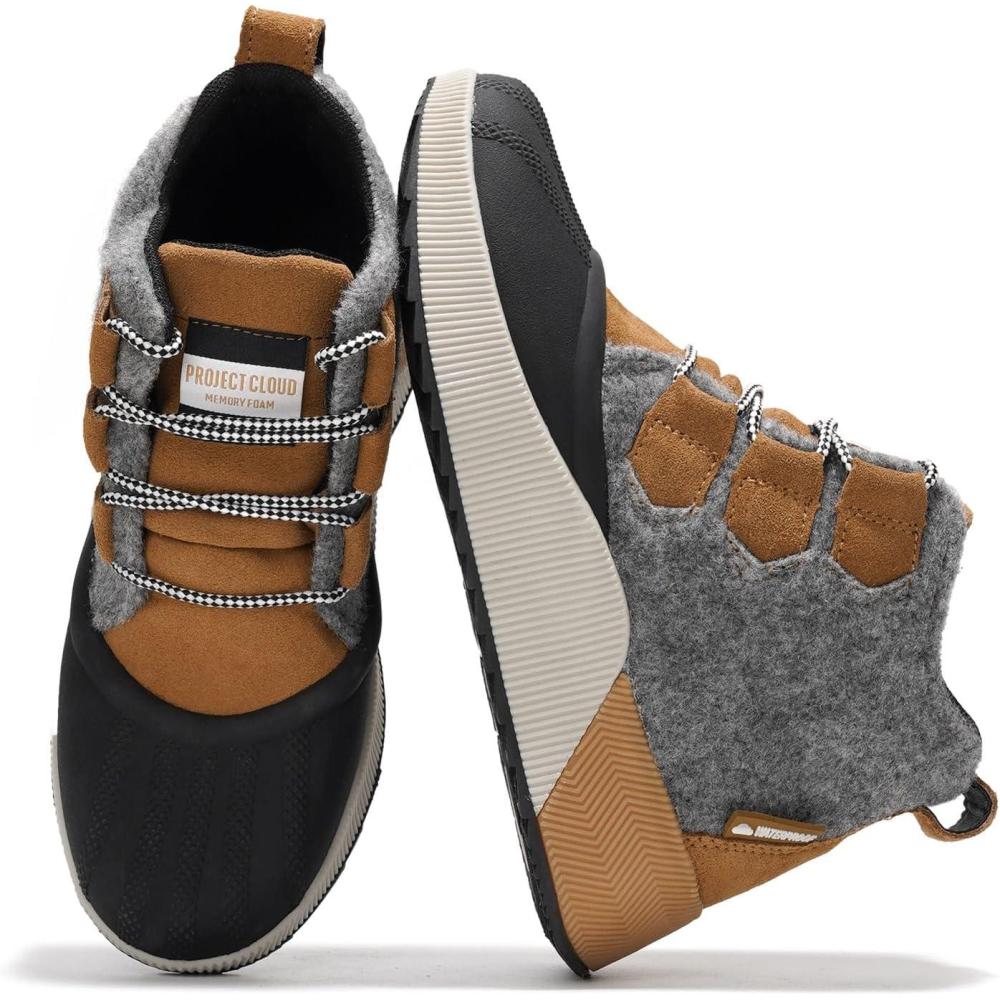 imageProject Cloud Waterproof Snow Boots for Women  Memory Foam Insole NonSlip Womens Snow Boots ampamp Winter Shoes with Shoe Lace  Lightweight Indoor Outdoor ShoesGreysport Upper