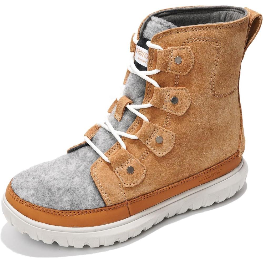 imageProject Cloud Womens Snow Boots  Genuine Suede Waterproof Memory Foam Insole and NonSlip Winter Snow Boots For Women Footwear  Outdoor Shoes LeonoraCamel