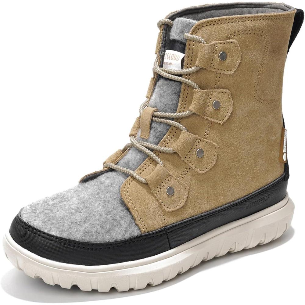 imageProject Cloud Womens Snow Boots  Genuine Suede Waterproof Memory Foam Insole and NonSlip Winter Snow Boots For Women Footwear  Outdoor Shoes LeonoraTaupe