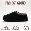 imageProject Cloud Genuine Leather Mens Slippers with Australian Shearling Lining ampamp Memory Foam Insole Outdoor ampamp House Slippers for Men  NonSlip Fuzzy Mens Shoes RelaxationBlack