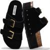 imageProject Cloud Platform Sandals Women Footwear  Genuine Leather and Durable EVA Sole for NonSlip and Comfortable Platform  Fashion Summer Sandals for Women 2025 OliyBlack
