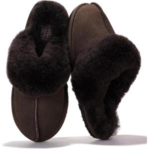 imageProject Cloud 100 Australian Sheepskin Scuff Slippers for Women  Genuine Shearling Memory Foam Slides for Women mules for women  NonSlip Womens Slippers LynseyChocolate