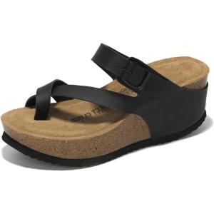 imageProject Cloud 100 Genuine Leather Platform Sandals Women  Memory Foam Womens Sandals ampamp Slippers Beach Essentials  Wedge for Women with Straps MojitoBlack