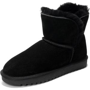 imageProject Cloud 100 Genuine Suede Boots for Women  Fur Lined Ankle Womens Boots  Comfortable Booties for Women with Memory Foam  Perfect Fur Snow Womens Booties 2025 TimmyBlack