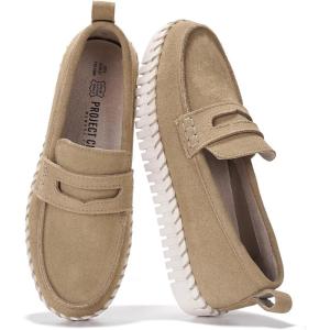 imageProject Cloud Genuine Leather Loafers for Women  Memory Foam Womens Shoes  Non Slip Spring Loafers Flexible Sole  Fashion Shoes for Women 2025 FilideBeige