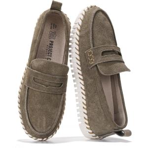 imageProject Cloud Genuine Leather Loafers for Women  Memory Foam Womens Shoes  Non Slip Spring Loafers Flexible Sole  Fashion Shoes for Women 2025 FilideOlive