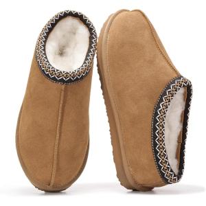 imageProject Cloud Genuine Leather Mens Slippers with Australian Shearling Lining ampamp Memory Foam Insole Outdoor ampamp House Slippers for Men  NonSlip Fuzzy Mens Shoes RelaxationChestnut